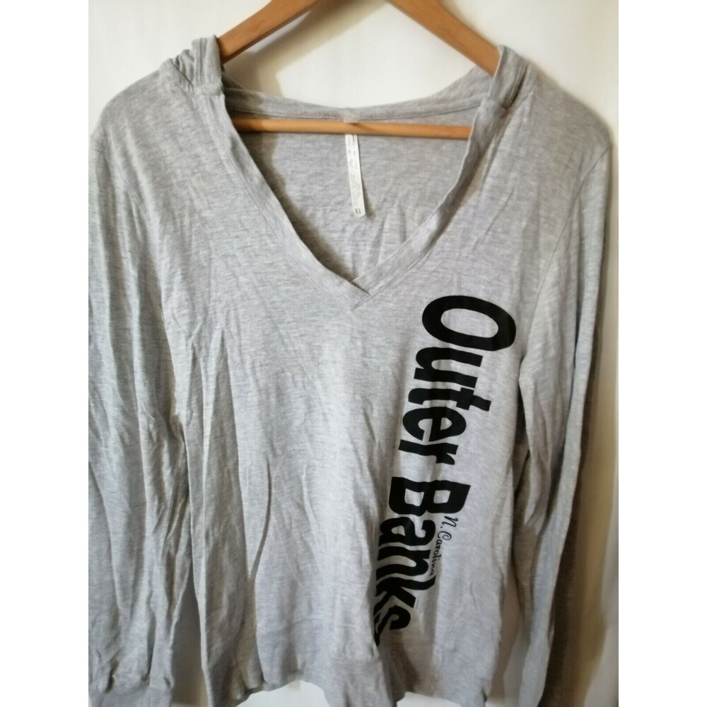 JUNIORS Women SIZE XL LONG SLEEVE Hoodie TEE "Outer Bank" Light weight
